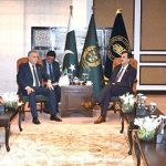 Chairman Senate, Syed Yousaf Raza Gilani exchanging views with Saad Araous, Member Of Parliament from Algeria