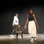 An artist performing in the theater play Running for my life by Kenya's Khalaha Tahir Company on the 20th day of the 39-day World Culture Festival organized by the Arts Council of Pakistan Karachi