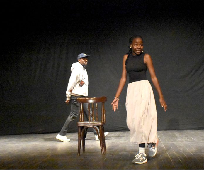 An artist performing in the theater play Running for my life by Kenya's Khalaha Tahir Company on the 20th day of the 39-day World Culture Festival organized by the Arts Council of Pakistan Karachi