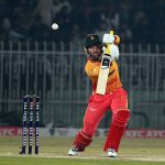 Zimbabwe’s batter Brendan Taylor plays a shot during the Pakistan T20I Tri-Nation Series cricket match between Zimbabwe and Pakistan at Pindi Cricket Stadium