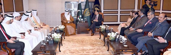 Chairman Senate, Syed Yousaf Raza Gilani exchanging views with Deputy Speaker of the Federal National Council of the United Arab Emirates DR. Tariq Humaid Matar Mohammed Al Tayer