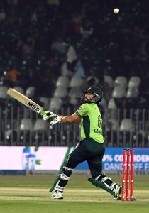 Pakistani batsman Hussain Talat plays a shot during the first ODI between Pakistan and Sri Lanka at Rawalpindi Cricket Stadium.