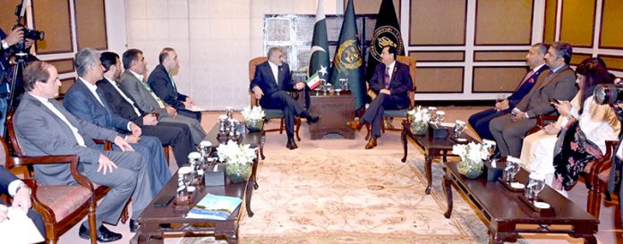 Chairman Senate, Syed Yousaf Raza Gilani exchanging views with Ali Nikzad Samarin Member Of Iranian Parliament