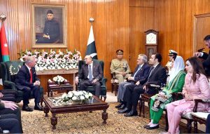President Asif Ali Zardari In a meeting with King Abdullah II ibn Al Hussein of the Hashemite Kingdom of Jordan at Aiwan-e-Sadr.