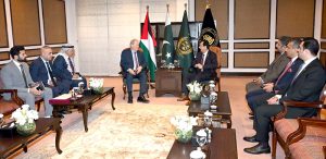 Chairman Senate, Syed Yousaf Raza Gilani exchanging views with Rawhi Fattouh, Speaker Of The Palestinian National Council
