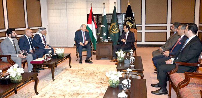 Chairman Senate, Syed Yousaf Raza Gilani exchanging views with Rawhi Fattouh, Speaker Of The Palestinian National Council