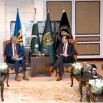 Chairman Senate Syed Yousaf Raza Gilani exchanging views with the Speaker Of Barbados, Mr. Arthur Eugene Holder