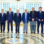 Prime Minister Muhammad Shehbaz Sharif in a group photo with the Turkish delegation led by Turkish Interior Minister Ali Yerlikaya
