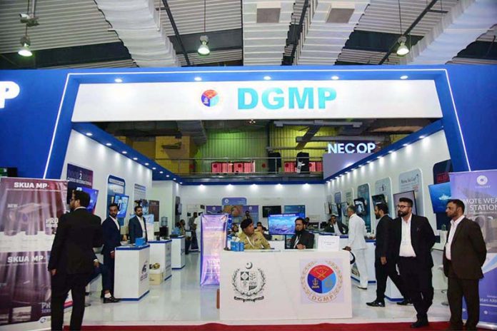 Directorate General Munitions Production (DGMP) showcasing their products in the Ministry of Defence Production (MoDP) pavilion at PIMEC in Expo Centre