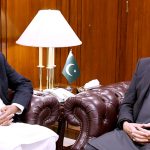 Speaker Azad Jammu and Kashmir Legislative Assembly Chaudhry Latif Akbar calls on Speaker National Assembly Sardar Ayaz Sadiq at Parliament House