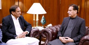 Speaker Azad Jammu and Kashmir Legislative Assembly Chaudhry Latif Akbar calls on Speaker National Assembly Sardar Ayaz Sadiq at Parliament House