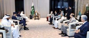 President Asif Ali Zardari in a meeting with H.E. Sheikh Saud bin Abdulrahman Al Thani, Deputy Prime Minister and Minister of State for Defence of Qatar