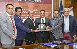 President SCCI, Syed Ehtsham Gilani, presents commemorative shields to members of the ASEAN Ambassador Delegation at SCCI