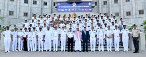 Commander Karachi, Vice Admiral Muhammad Faisal Abbasi awarding Winner's trophy to the team of Turkiye at the closing ceremony of 5th Pakistan Navy International Nautical Competition 2025 held at PNS RAHBAR
