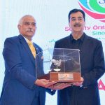 Chief Operating Officer South Air, Air Marshal (Retd) Ijaz Malik presenting souvenir to the Chairman Senate Syed Yousaf Raza Gilani during inauguration ceremony of South Air at a local hotel
