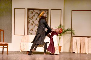 Artists performing in Musical, comedy Urdu theatre play ‘Bahrupiya’ on the 14th day of the World Culture Festival 2025 organized by the Arts Council of Pakistan Karachi