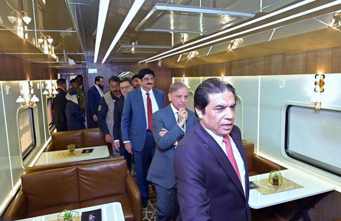 Prime Minister Muhammad Shehbaz Sharif visiting different sections of the refurbished New Shalimar Express