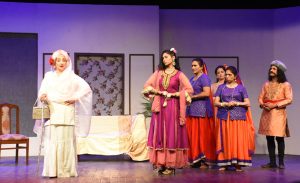 Artists performing in Musical, comedy Urdu theatre play ‘Bahrupiya’ on the 14th day of the World Culture Festival 2025 organized by the Arts Council of Pakistan Karachi