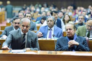 Prime Minister Muhammad Shehbaz Sharif in a session of the National Assembly