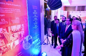 Speaker National Assembly Sardar Ayaz Sadiq addressing the participants of National Commission on Human Rights event on "Impact Through Courage ".