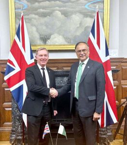 Federal Minister for Planning, Development & Special Initiatives Ahsan Iqbal meeting with UK’s Minister of State for Trade Policy Chris Bryant
