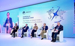 The Islamabad Policy Research Institute (IPRI) hosts Forum A of the Margalla Dialogue 2025 titled “Great Power Politics and the Future of International Security”, bringing together eminent global thinkers, diplomats, and policy experts to debate shifting power dynamics and the evolving global order. The session chaired by Majid Ehsan, President IPRI, who welcomed the distinguished speakers including Daniel F. Runde, Senator Mushahid Hussain Syed, Fahd Hussain, Victor Gao, Anastasia Lepina, and Descon Bowen.