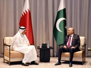 President Asif Ali Zardari, in a meeting with the Prime Minister and Foreign Minister of Qatar, H. E. Sheikh Mohammed bin Abdulrahman bin Jassim Al Thani