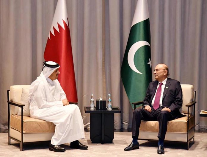 President Asif Ali Zardari, in a meeting with the Prime Minister and Foreign Minister of Qatar, H. E. Sheikh Mohammed bin Abdulrahman bin Jassim Al Thani