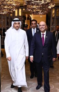 President Asif Ali Zardari, with the Prime Minister and Foreign Minister of Qatar, H. E. Sheikh Mohammed bin Abdulrahman bin Jassim Al Thani