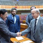 Prime Minister Muhammad Shehbaz Sharif interacts with the members of the National Assembly