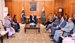 Former President and current Member of the House of Representatives of the Republic of the Philippines, Ms Gloria Macapagal, calls on President Asif Ali Zardari at Aiwan-e-Sadr