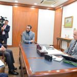 MNA Bilal Farooq Tarar calls on Prime Minister Muhammad Shehbaz Sharif in Islamabad.