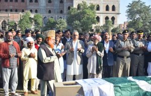 Aleem Khan attends funeral of Motorway Police martyrs