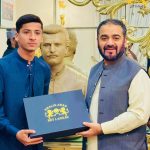 Ex-minister Mir Khalid Lango honours taekwondo prodigy Syed Abu Huraira Shah with one lakh cash award