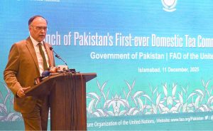 Federal Minister for Planning, Development and Special Initiatives, Professor Ahsan Iqbal, addresses a seminar on Tea Commercialization and the Cluster-Based Development Plan for Pakistan’s tea industry at a local hotel.