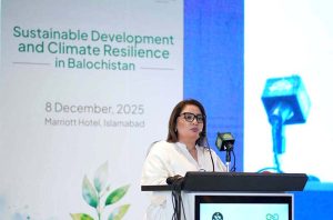Coordinator to the Prime Minister on Climate Change and Environmental Coordination, Romina Khurshid Alam addressing a conference on "Sustainable Development and Climate Resilience in Balochistan"
