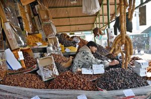 A vendor displaying fish to attract the customers at H-9 Weekly Bazaar in Federal Capital.