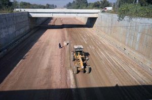 Machinery being used in construction work of 10th Avenue during development work in Federal Capital