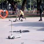Laughter and excitement fill the historic Gulshan-e-Iqbal Park as children glide on skates and ride scotty scooters.