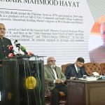 Former Joint Chiefs of Staff Committee General Zubair Mehmood Hayat speaks at a dialogue on "Indian Aggression and Pakistan's Strategic Response" at ISA