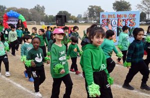 Students participate in various games and sports activities during the annual sports day of Head Start School in the Federal Capital.