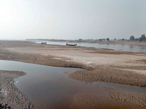 Reduced rainfall and winter frost in the mountains have caused the River Chenab’s water level to fall to its lowest mark.