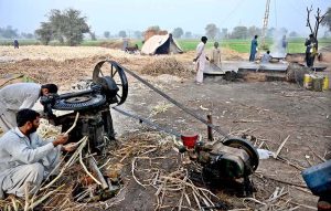 A worker preparing jaggery "Gurr" from sugarcane juice at his roadside stall, preserving a cherished traditional wintertime practice.