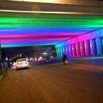 An attractive view of lights under bridge at Zero Point in Federal Capital.