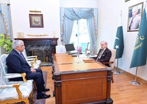 Chairman WAPDA Lt.Gen (R) Muhammad Saeed calls on Prime Minister Muhammad Shehbaz Sharif.