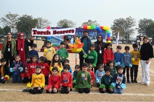 Students participate in various games and sports activities during the annual sports day of Head Start School in the Federal Capital.