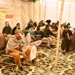 A large number of people sitting for rest after getting eye operation during 49th Free Annual Surgical Eye Camp organized by Indus Lions Club at Aysha Park Latifabad.