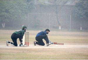 Players of Quetta and Attock Blind Cricket teams are in action during final match of 16th edition of PBCCT-20 Blind Cricket Trophy 2025 at Bohranwali Ground.