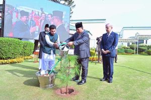 President of Indonesia H.E. Prabowo Subianto plants a sapling in Prime Minister's House.
