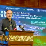 Federal Minister for Planning Development & Special Initiatives Ahsan Iqbal addresses a ceremony marking the birth anniversary of the Founder of Pakistan, Quaid-e-Azam Muhammad Ali Jinnah, at the Convention Centre.